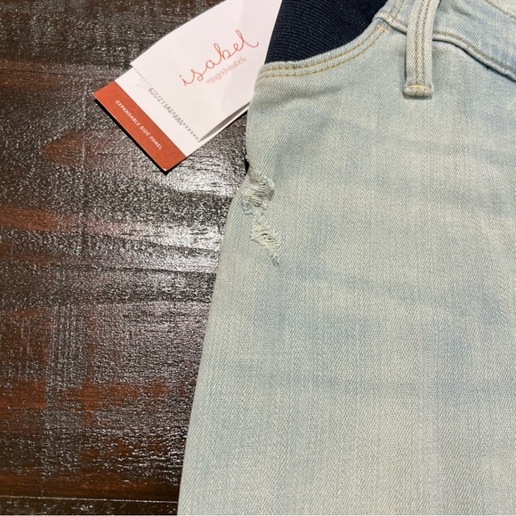 Isabel by Ingrid Maternity Distressed Midi Short Denim Jean Shorts Women 16 - Picture 2 of 10